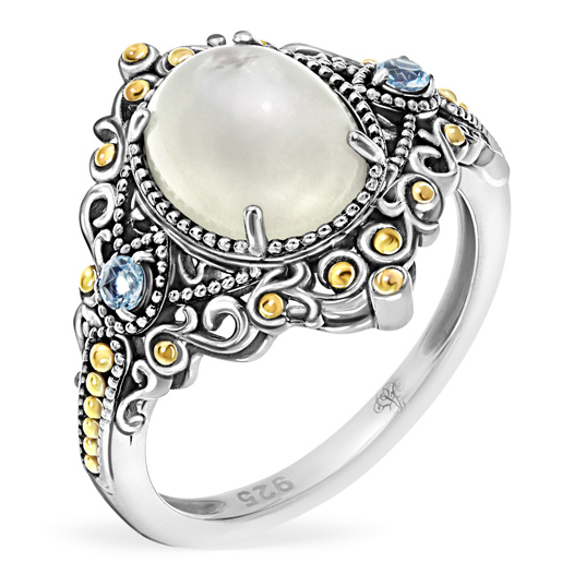 Кольцо, серебро, микс полудрагоценных камней, TJR506
